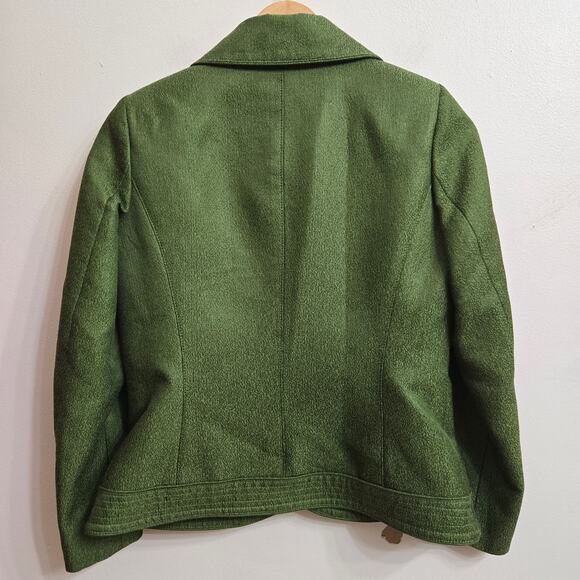 Albert Nipon Womens Vintage 90s Y2K Twee Green Tailored Wool Silk Blend Blazer 4 - Picture 7 of 10